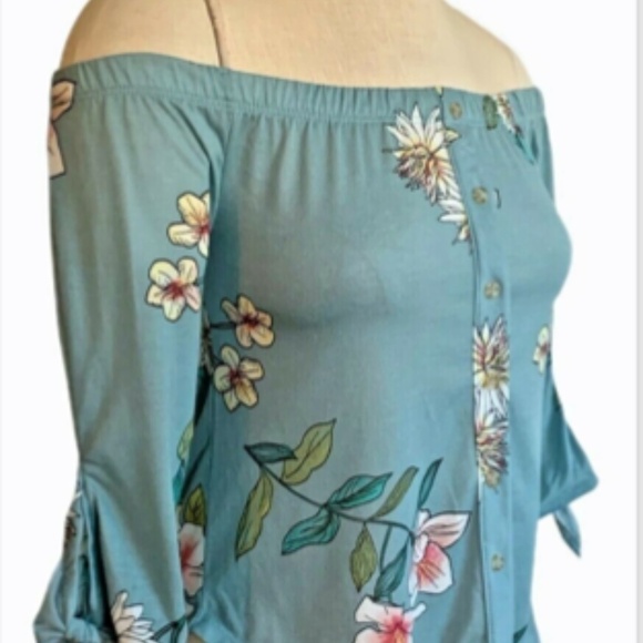 Rue 21 Top Juniors Sz XS Peasant Boho Floral #220H - Picture 4 of 8